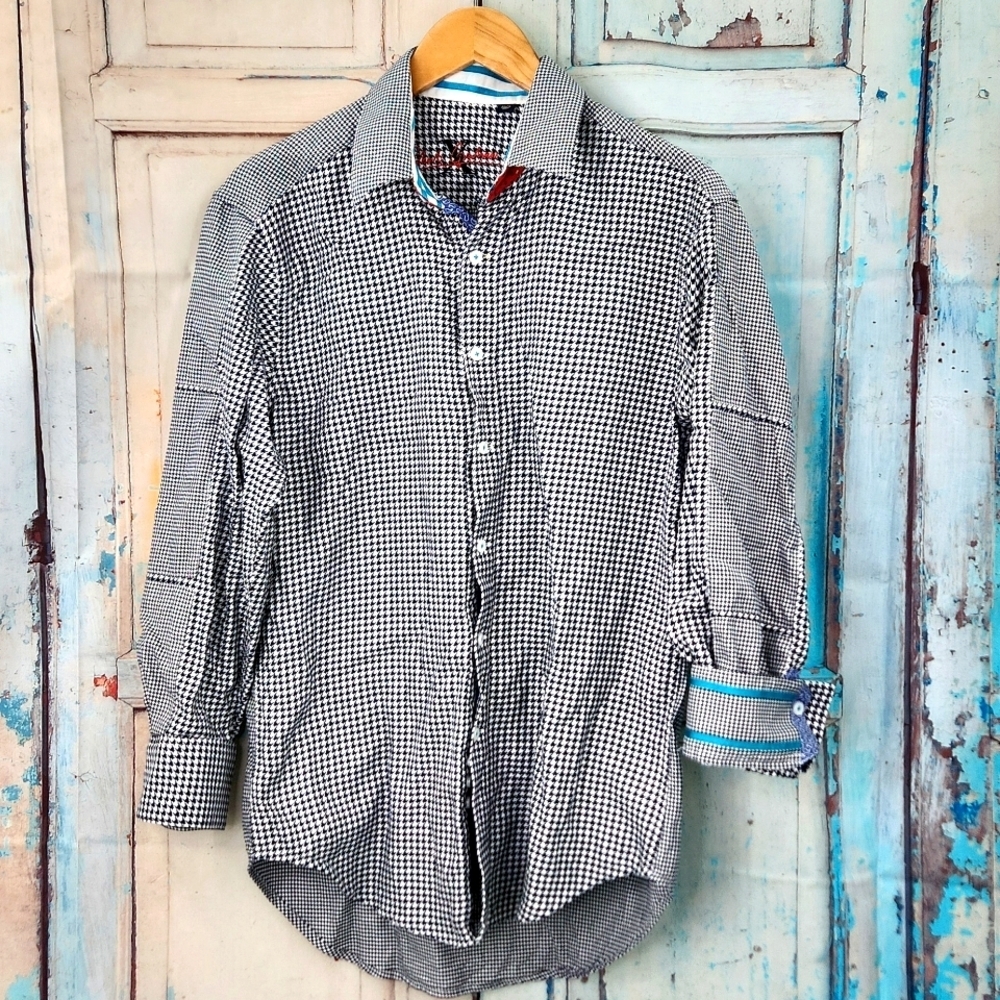 Robert Graham Houndstooth Plaid Button Down Shirt
